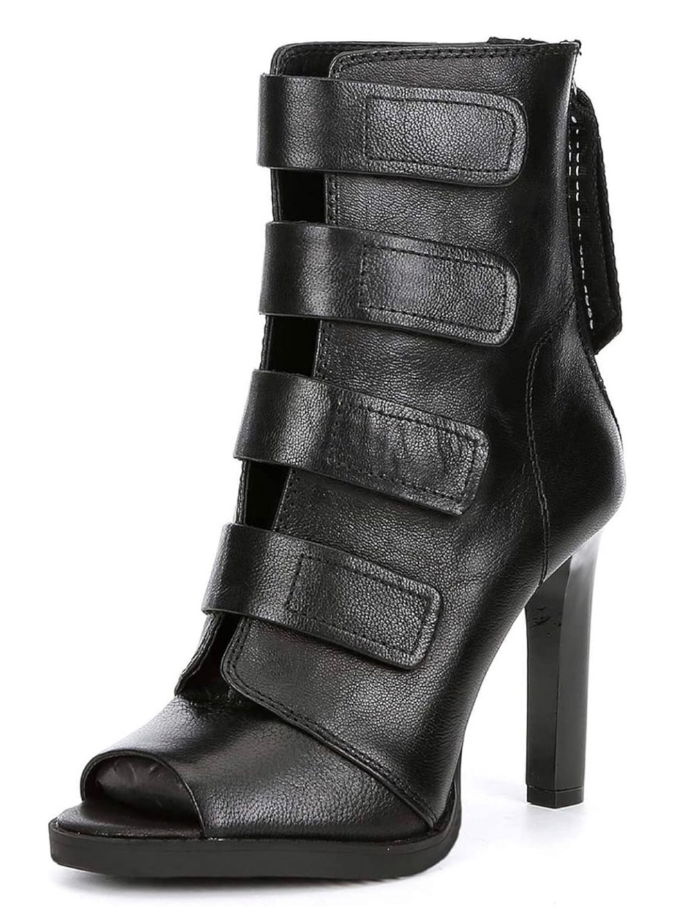 DKNY Women's Black Peep-Toe High Heel Ankle Boots